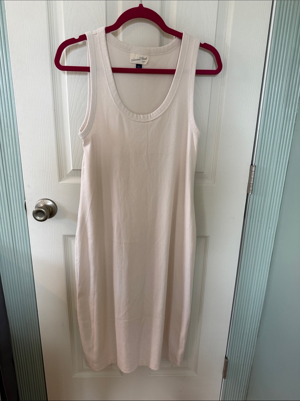 Universal Thread Light Tan ribbed Tank Dress - Casual Sleeveless Midi